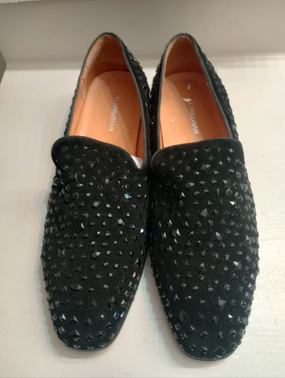 Elanroman Mens Black Studded Loafers With Box